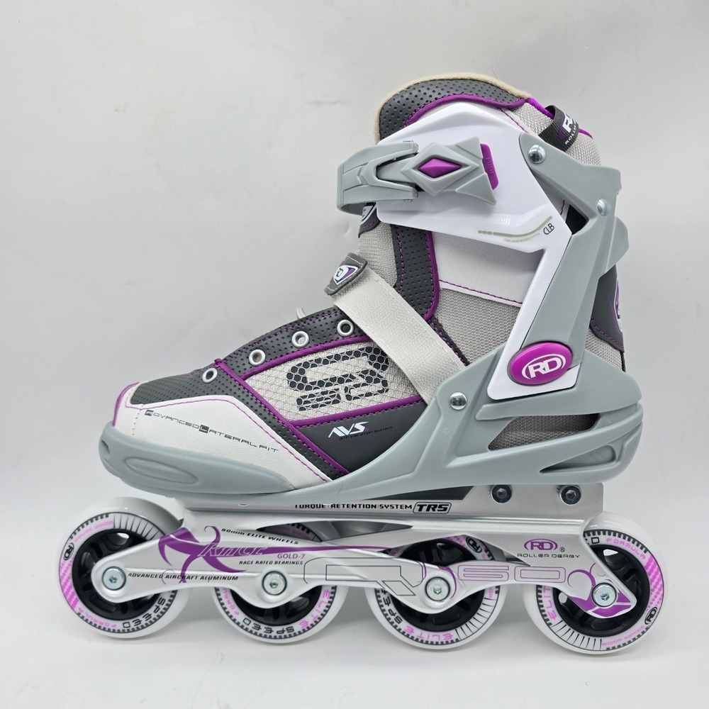 Roller Derby Aerio Q-60 Inline Skates Women's Size 8 White Grey Purple - Picture 5 of 12